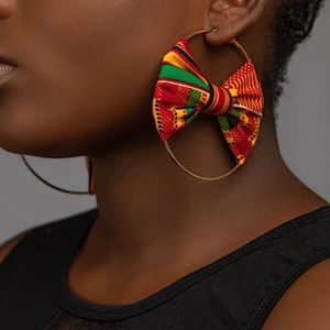 Handmade Ghanaian print Hoop Earnings
